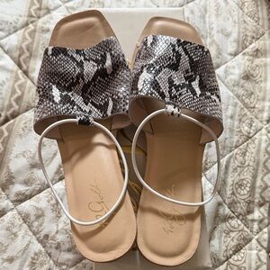 42 GOLD Snake Print Sandals with White Straps